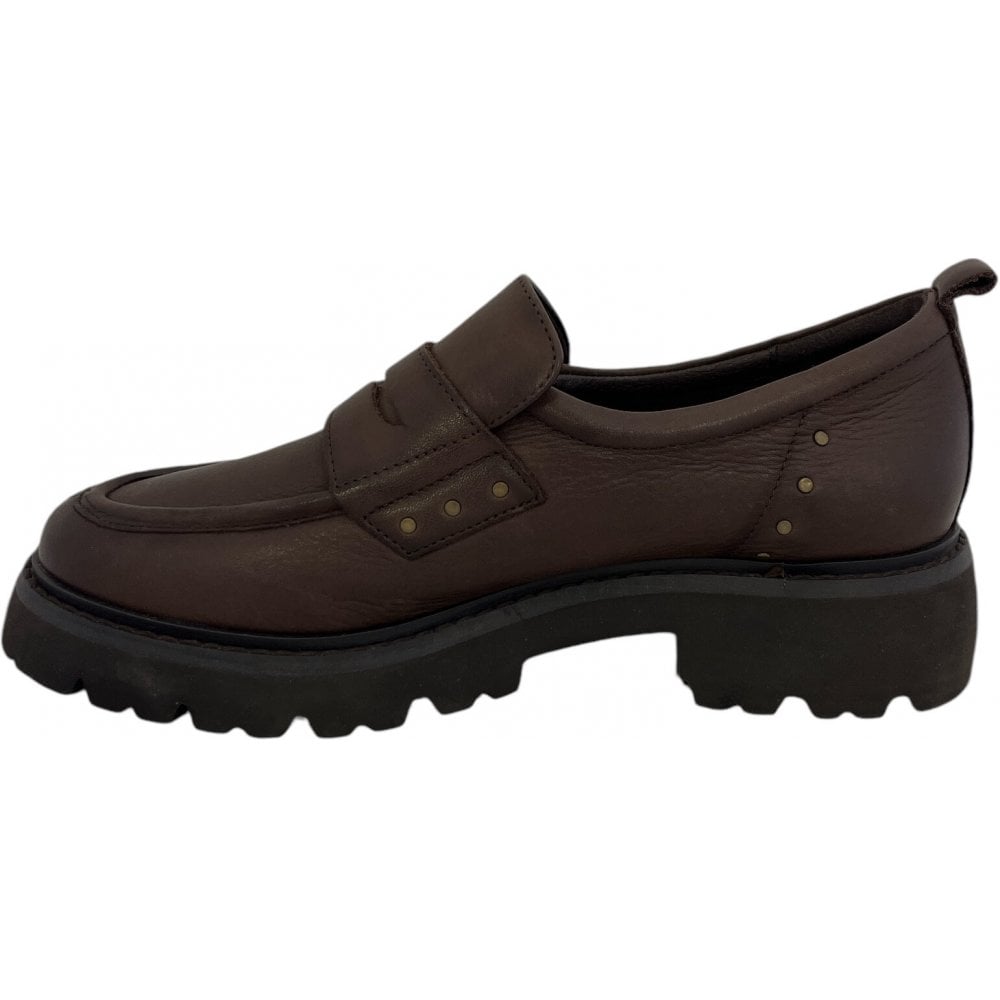 Carmela Brown Leather Chunky Loafers