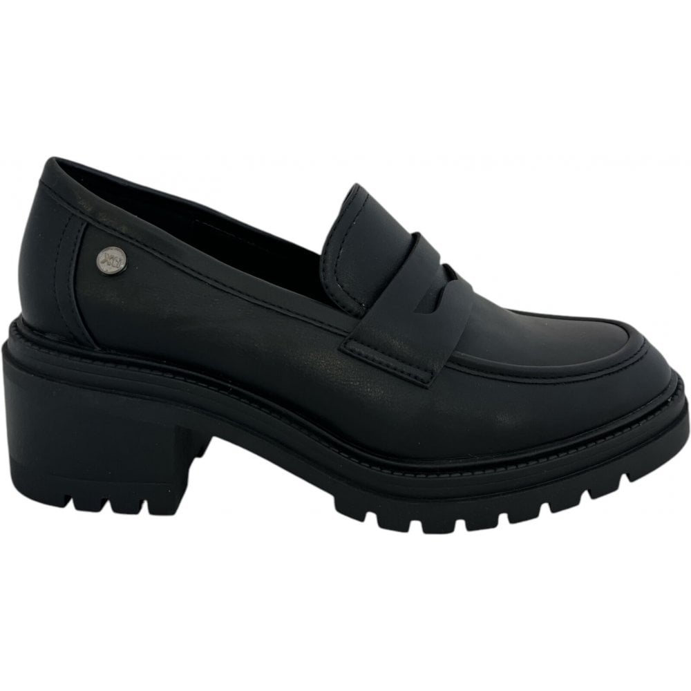 Xti Black Heeled Loafers