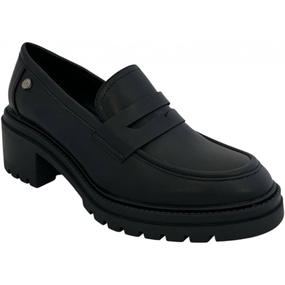 Xti Black Heeled Loafers
