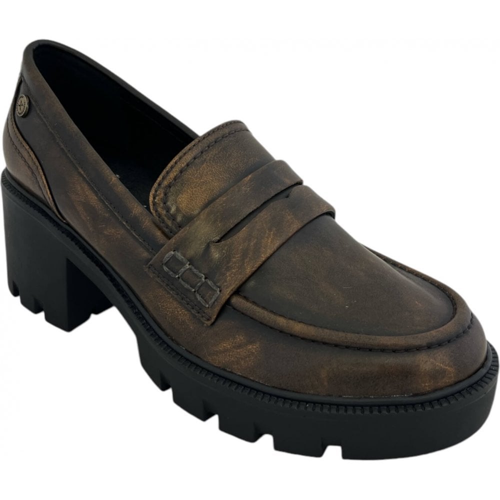 Xti Brown Heeled Loafers