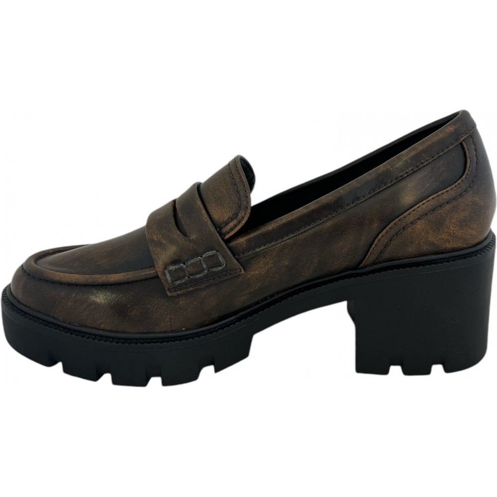 Xti Brown Heeled Loafers