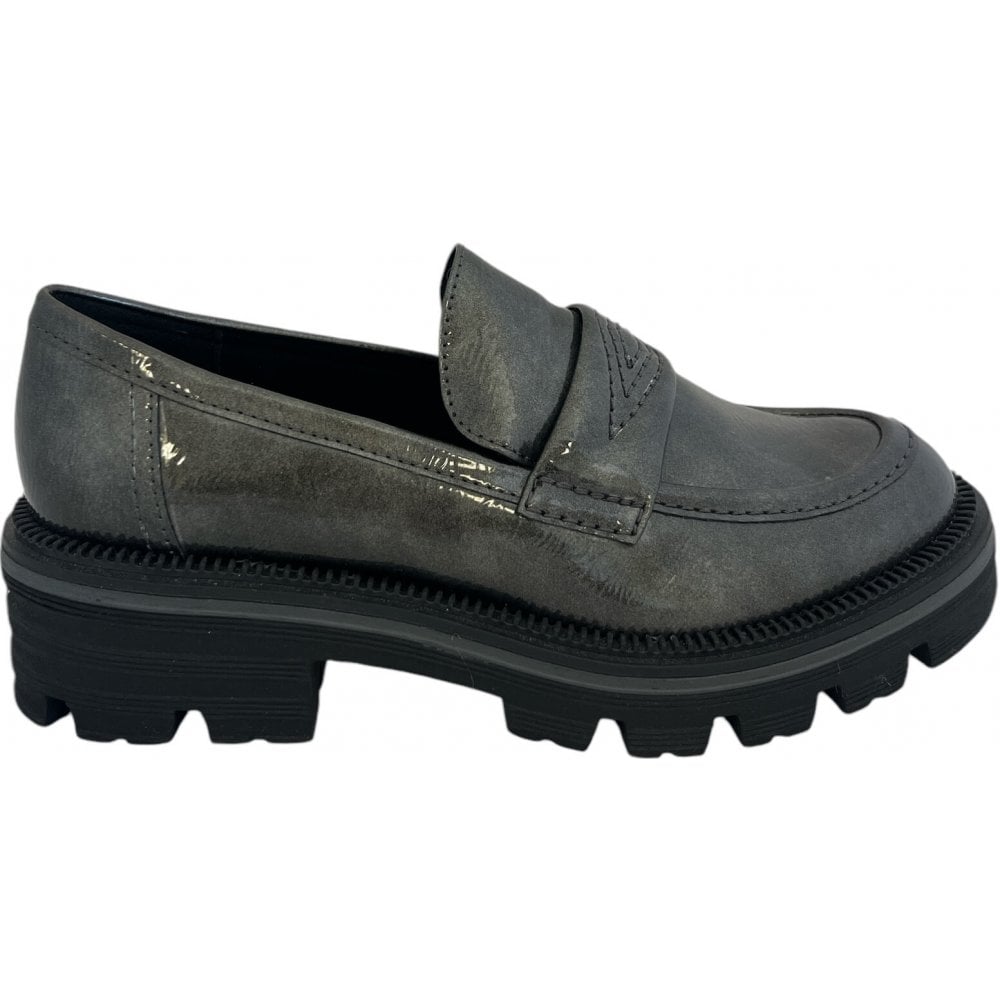 Marco Tozzi Dark Grey Patent Loafers