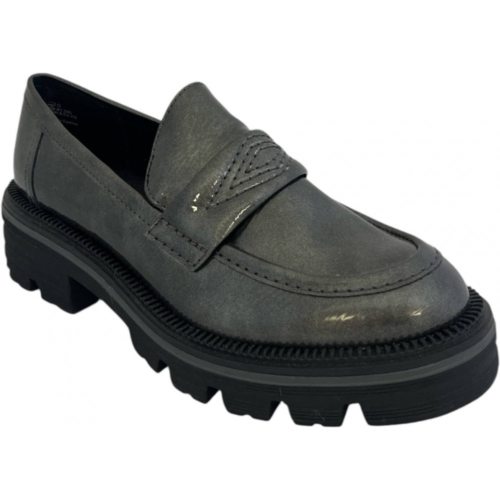 Marco Tozzi Dark Grey Patent Loafers