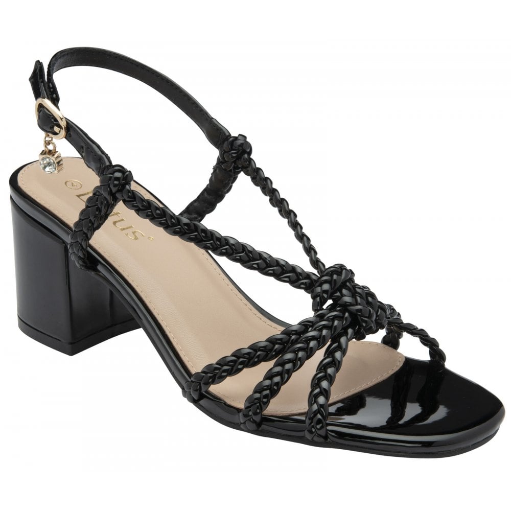 Lotus Elowen Black Patent Heeled Sandals
