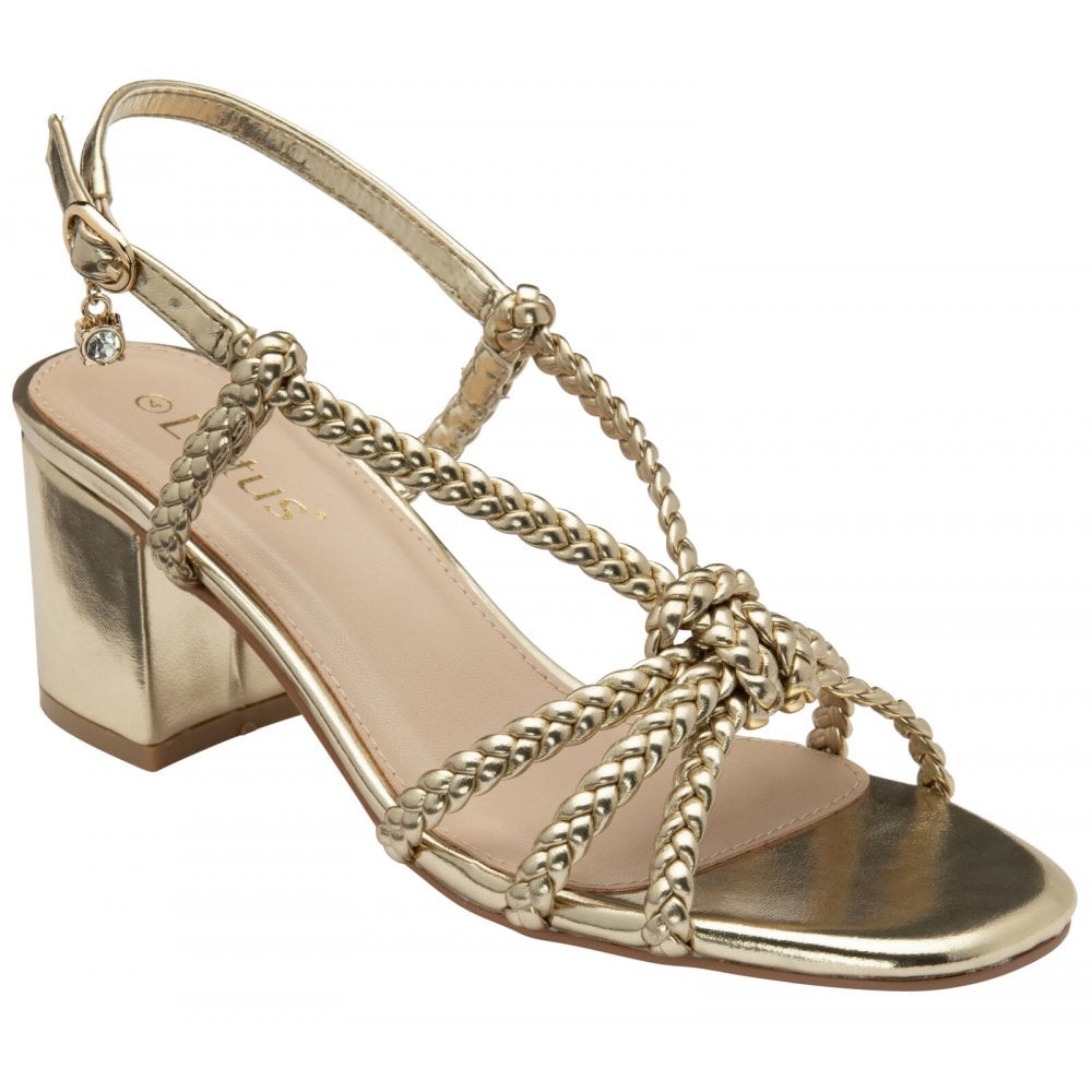 Lotus Elowen Gold Heeled Sandals