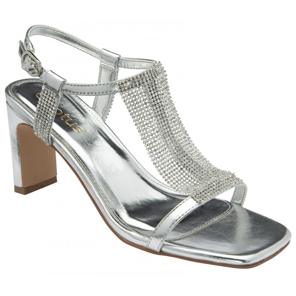 Lotus Yara Silver & Diamante Sandals