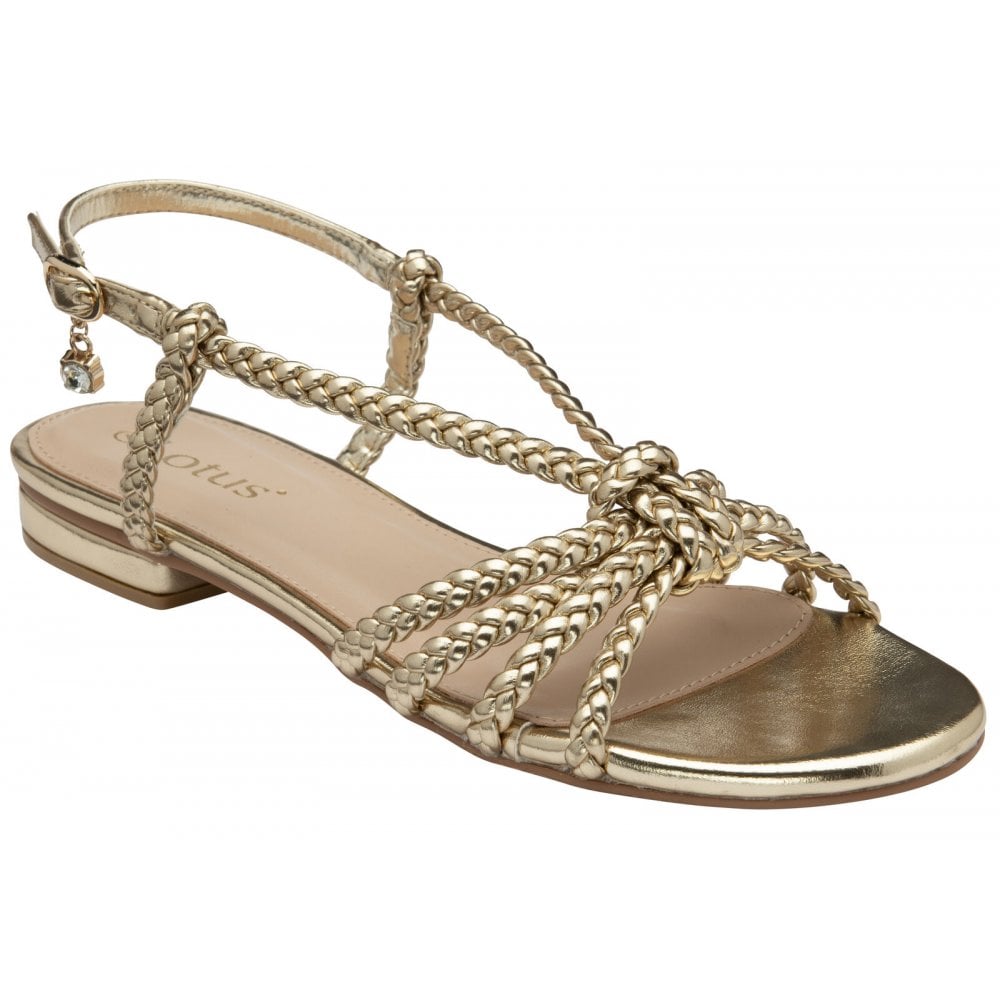 Lotus Monique Gold Flat Sandals