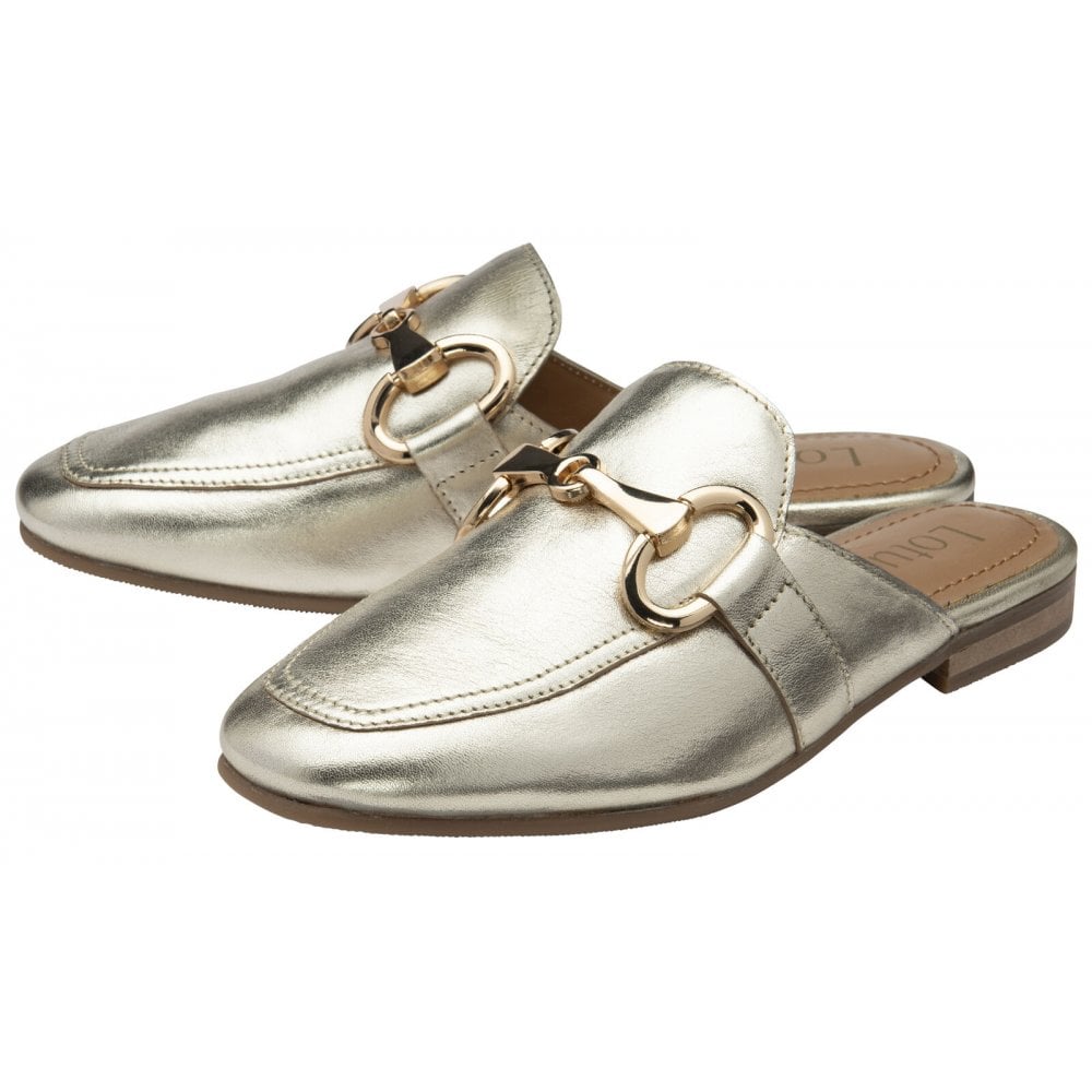 Lotus Taylor Gold Leather Mules