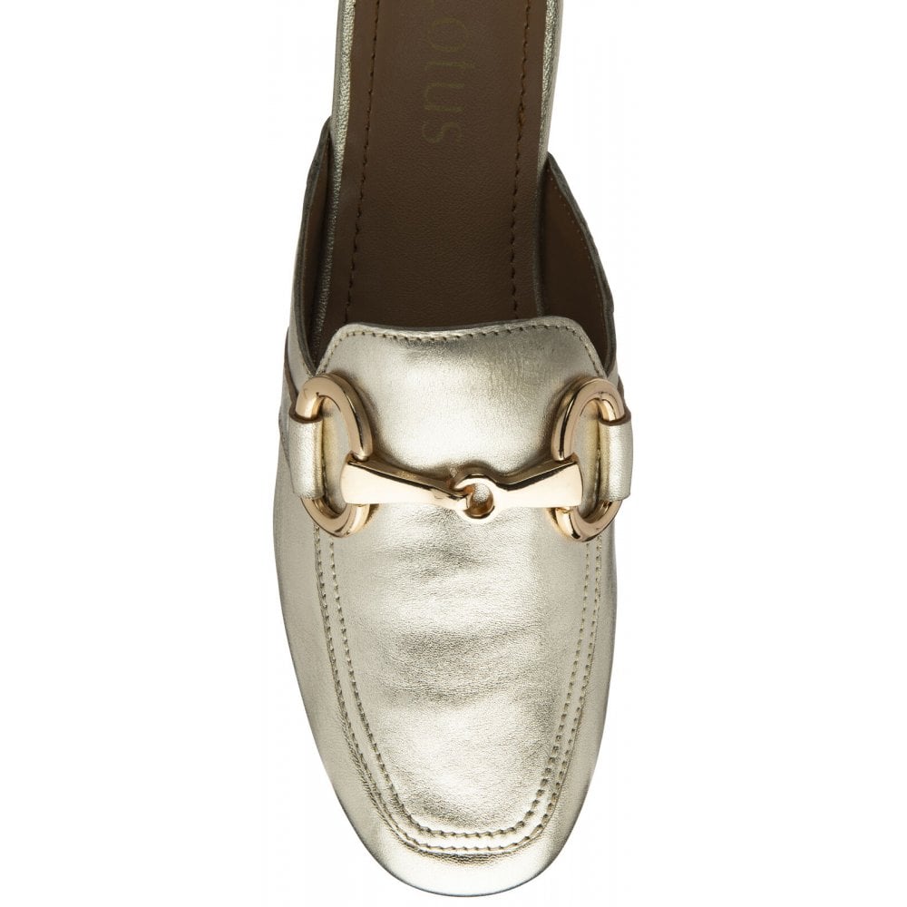 Lotus Taylor Gold Leather Mules