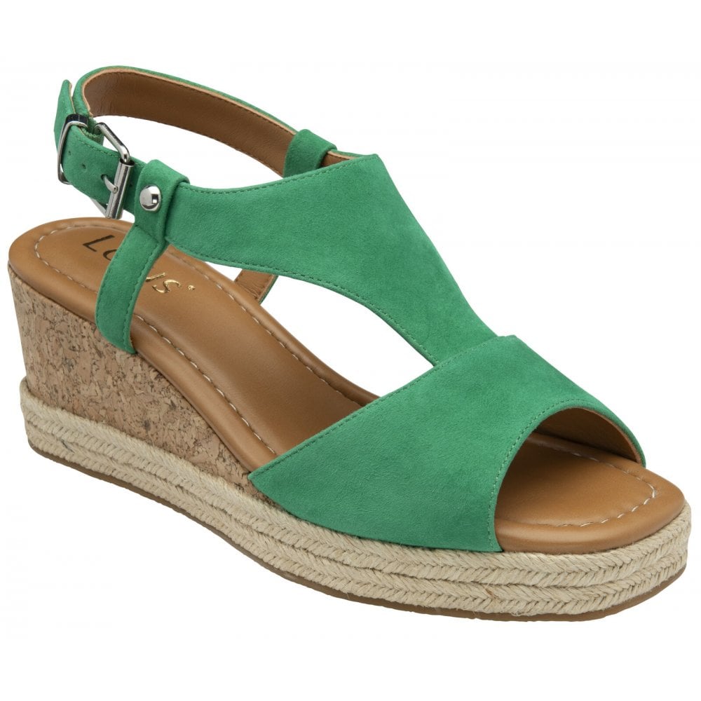 Lotus Madalene Green Wedge Sandals