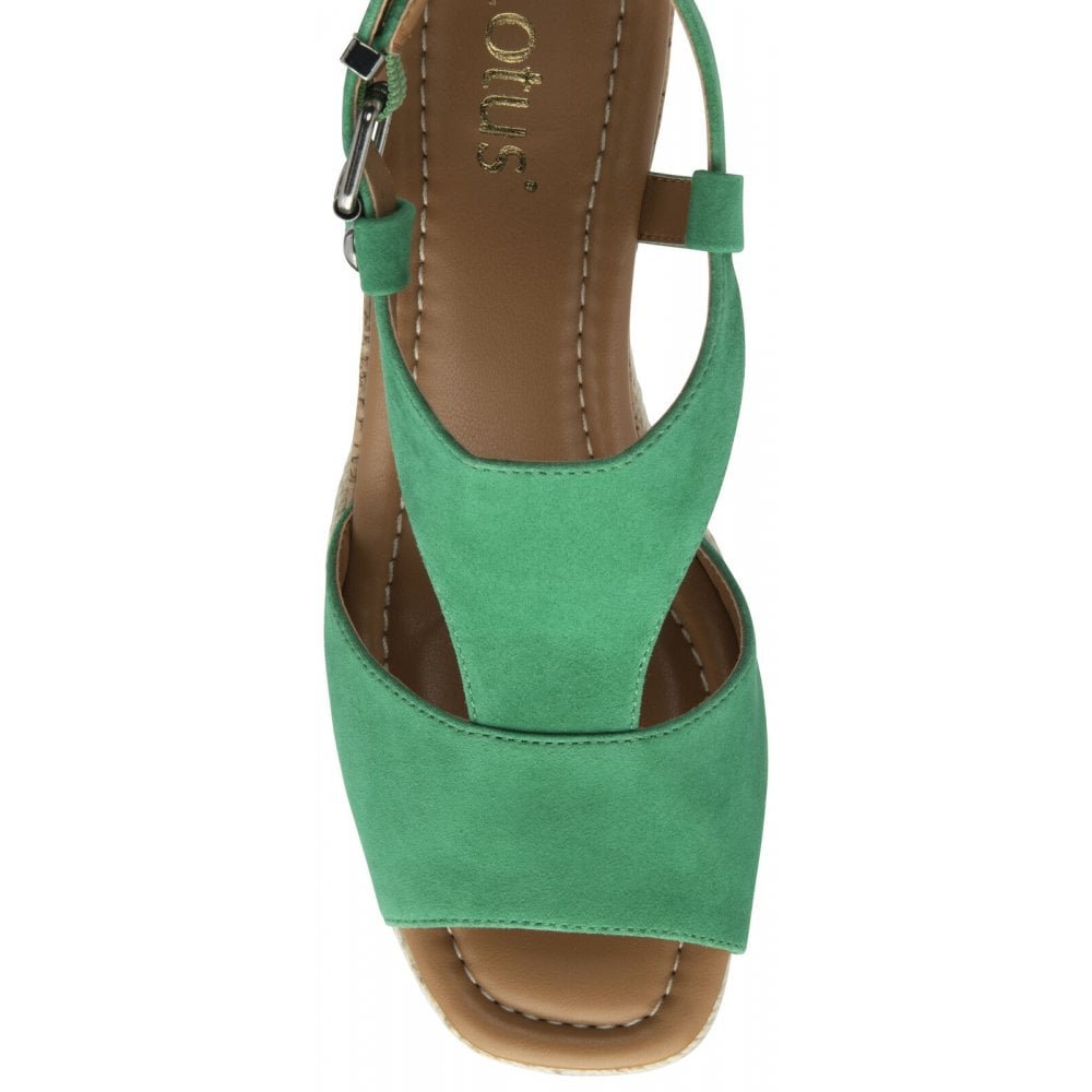 Lotus Madalene Green Wedge Sandals