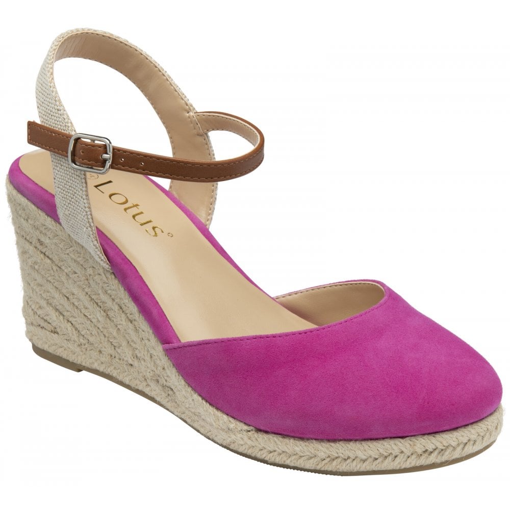 Lotus Mariah Pink Espadrille Wedge Shoes