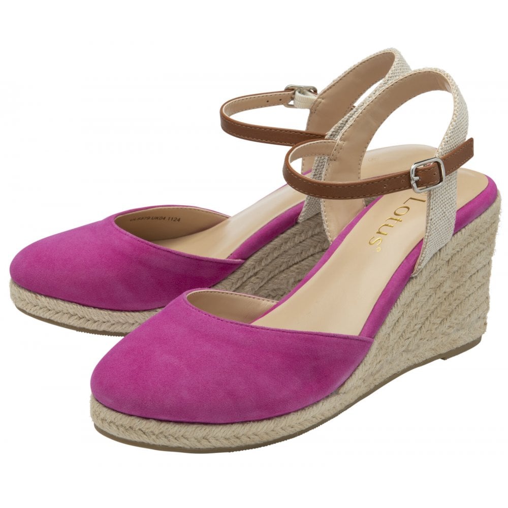 Lotus Mariah Pink Espadrille Wedge Shoes