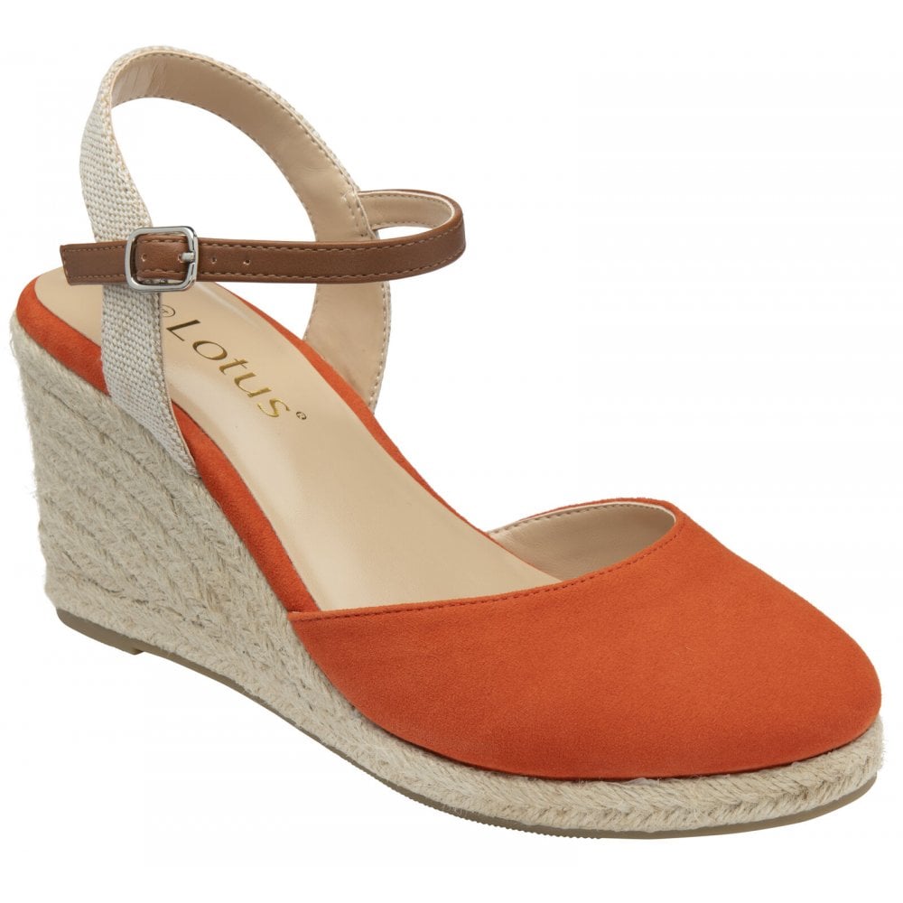 Lotus Mariah Orange Espadrille Wedge Shoes