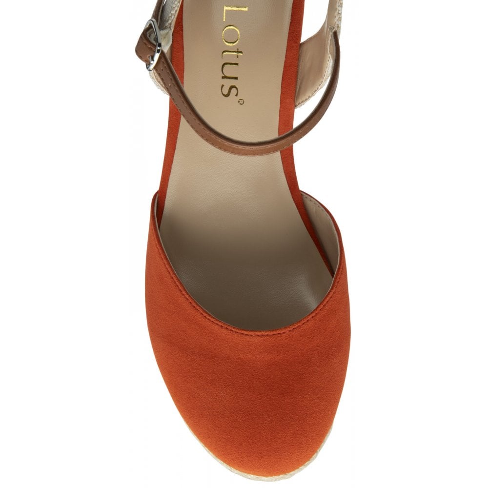 Lotus Mariah Orange Espadrille Wedge Shoes
