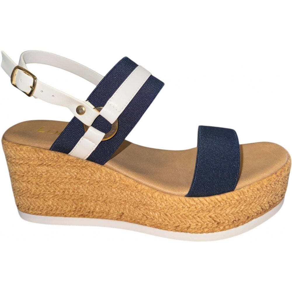 Lotus Lilliana Navy Wedge Sandals