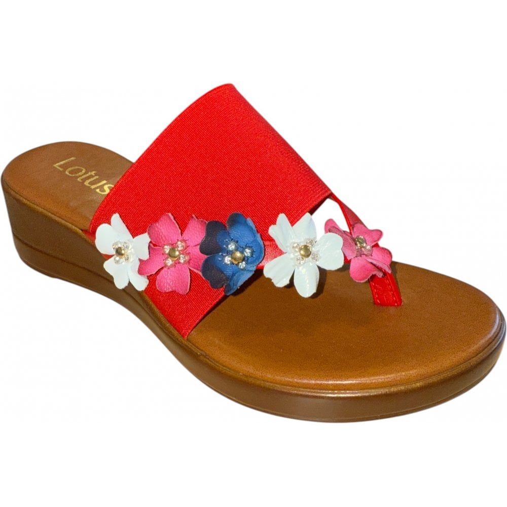 Lotus Carlotta Red Toe-Post Sandals