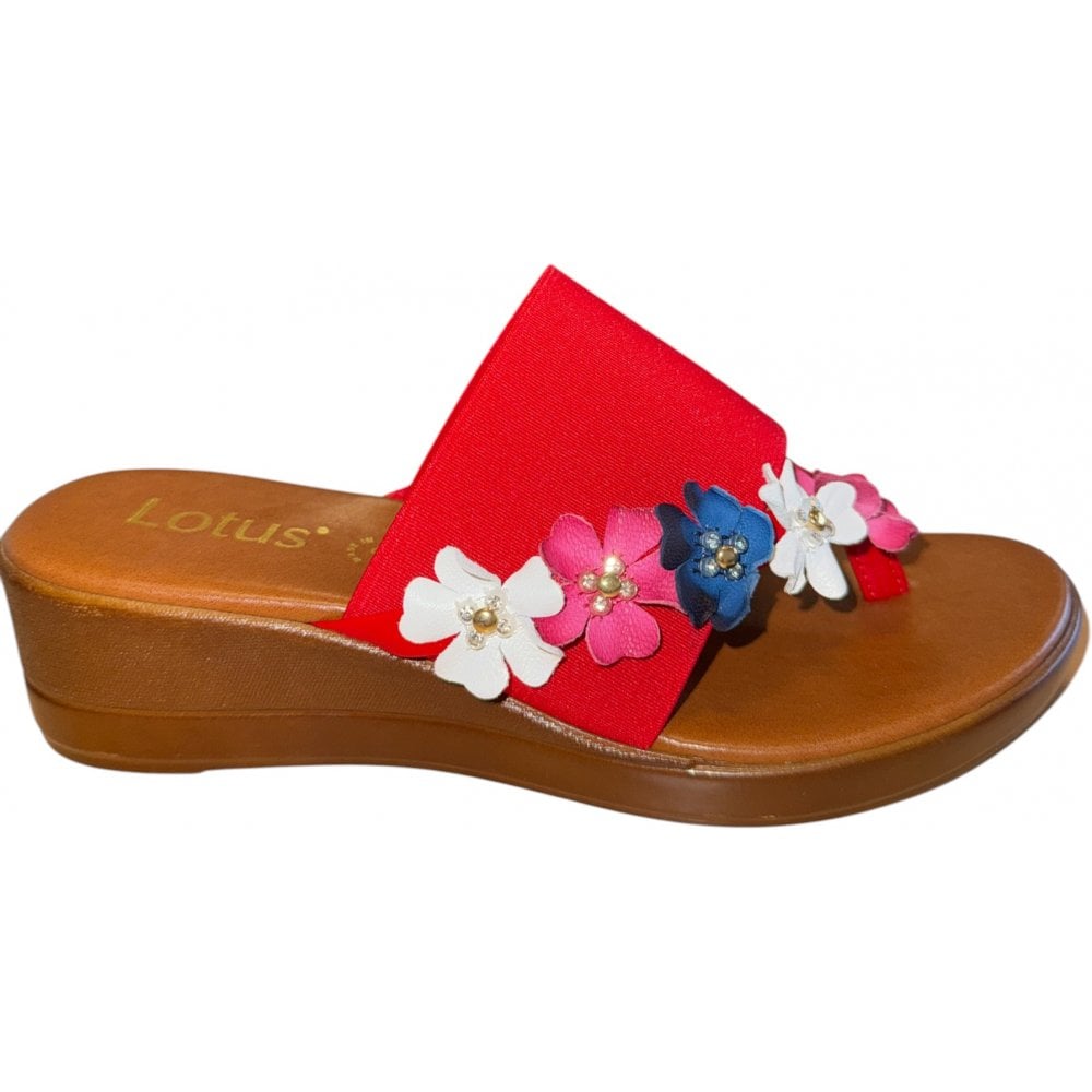 Lotus Carlotta Red Toe-Post Sandals