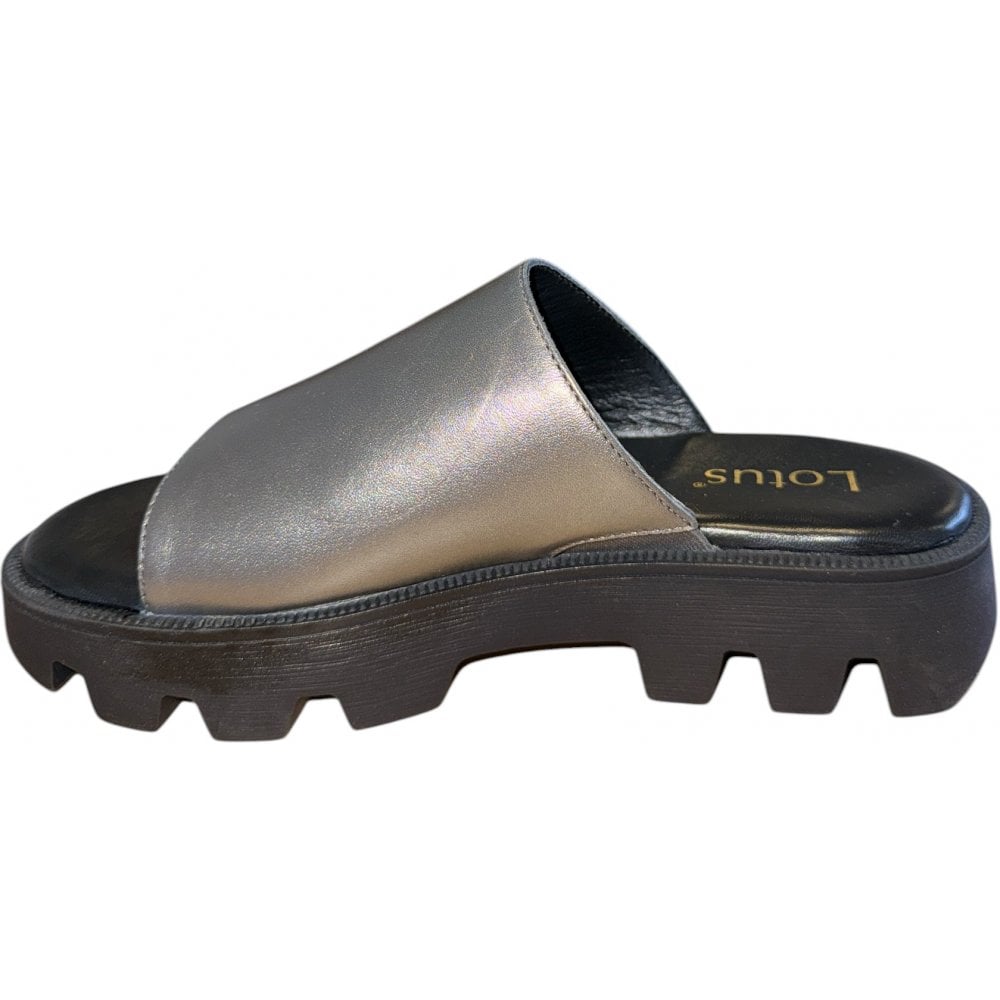 Lotus Pewter Leather Mule Sandals