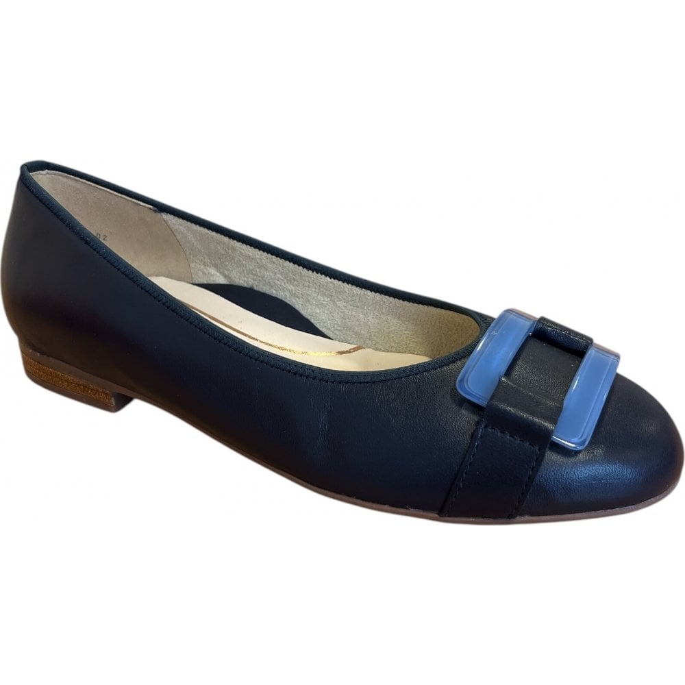 Ara Sardinia Navy Leather Ballet Pumps