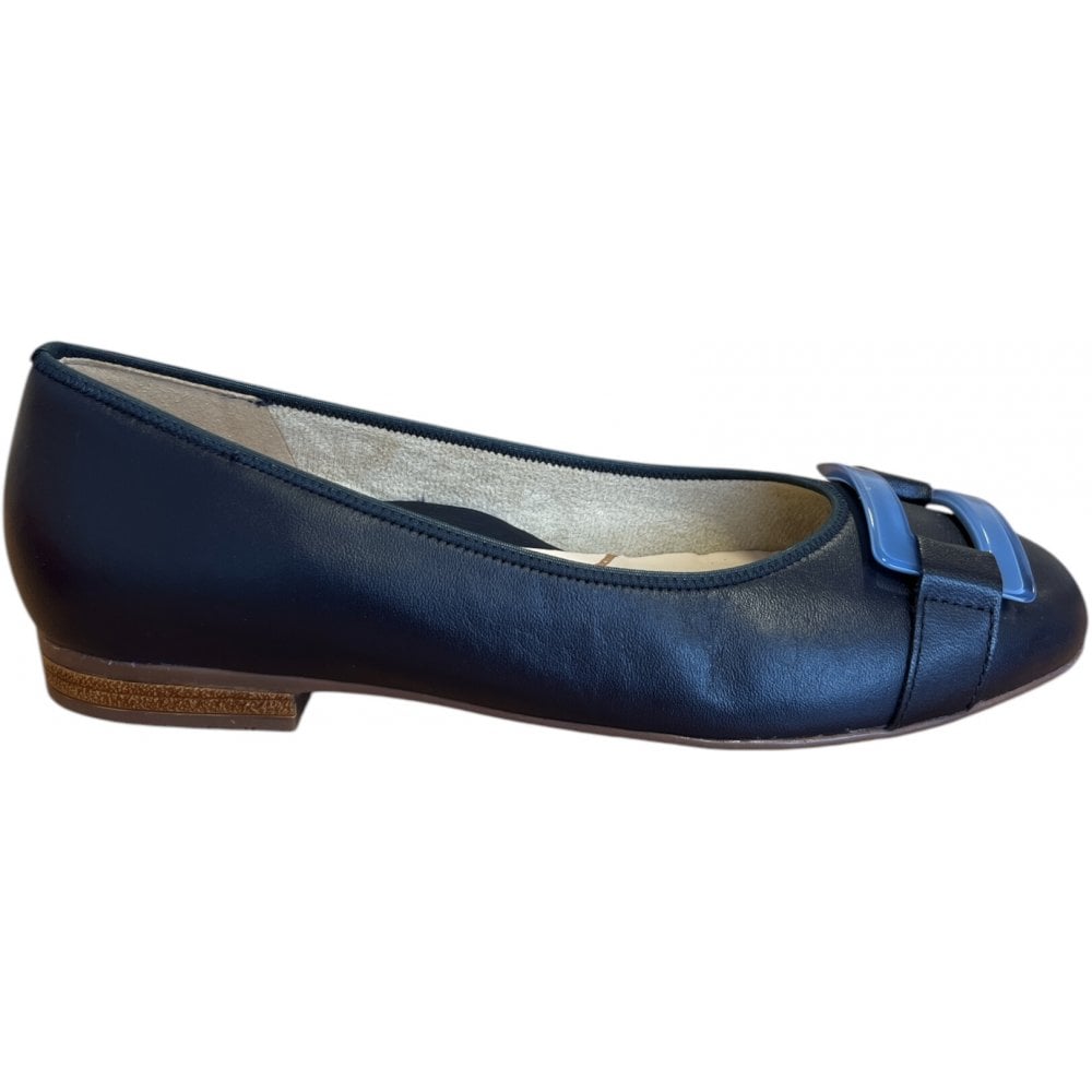 Ara Sardinia Navy Leather Ballet Pumps