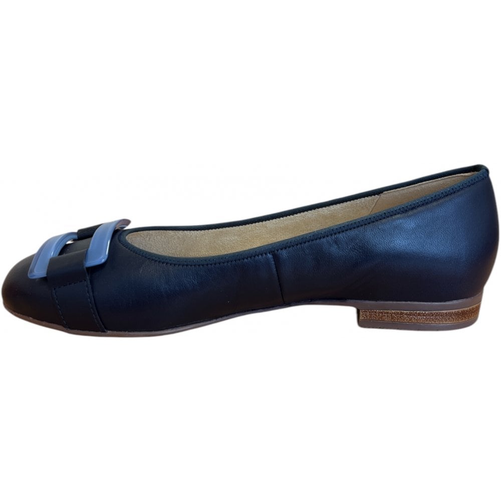 Ara Sardinia Navy Leather Ballet Pumps