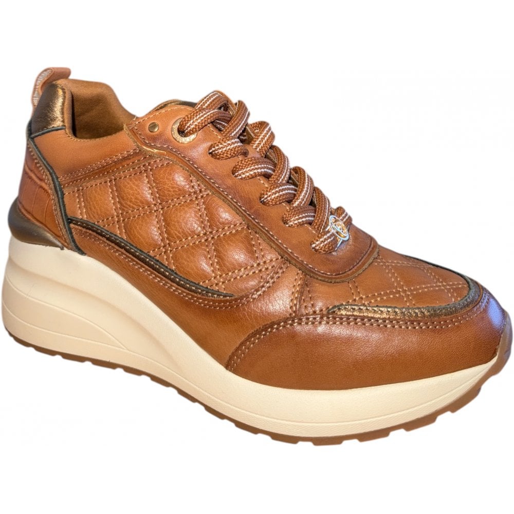 Carmela Tan Leather Wedge Trainers 161845