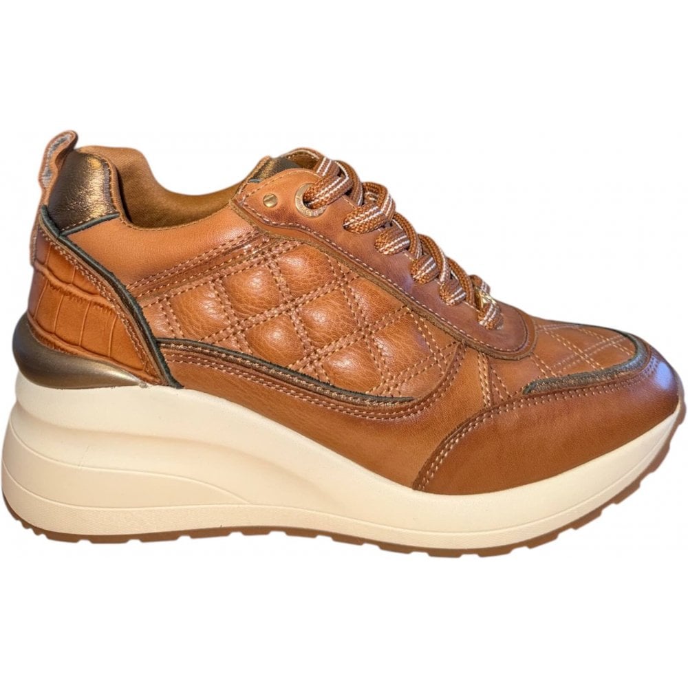 Carmela Tan Leather Wedge Trainers 161845