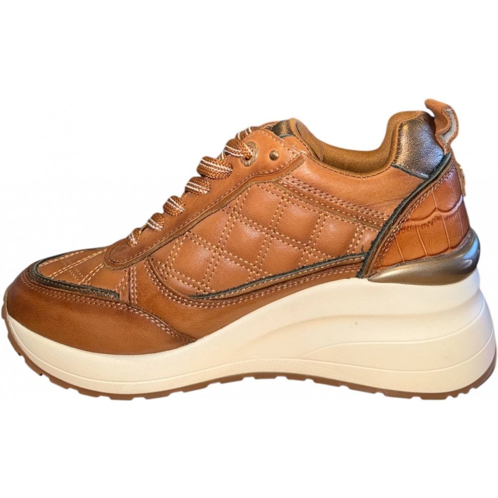 Carmela Tan Leather Wedge Trainers 161845