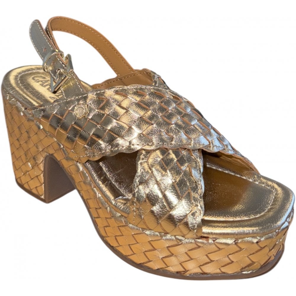 Carmela Gold Leather Heeled Sandals 162377