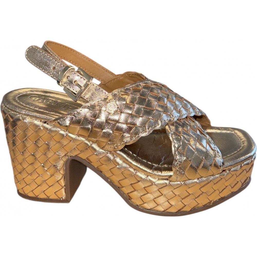 Carmela Gold Leather Heeled Sandals 162377