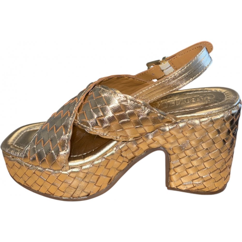 Carmela Gold Leather Heeled Sandals 162377