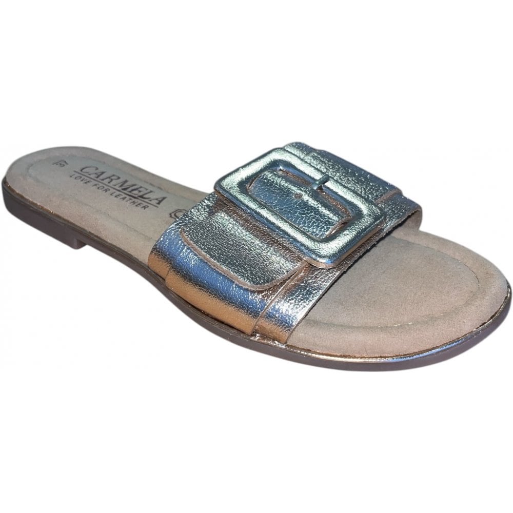 Carmela Gold Leather Sliders 162406