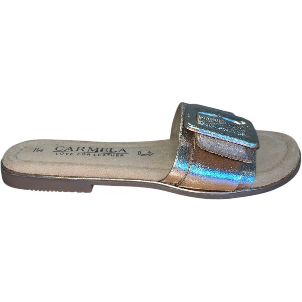 Carmela Gold Leather Sliders 162406