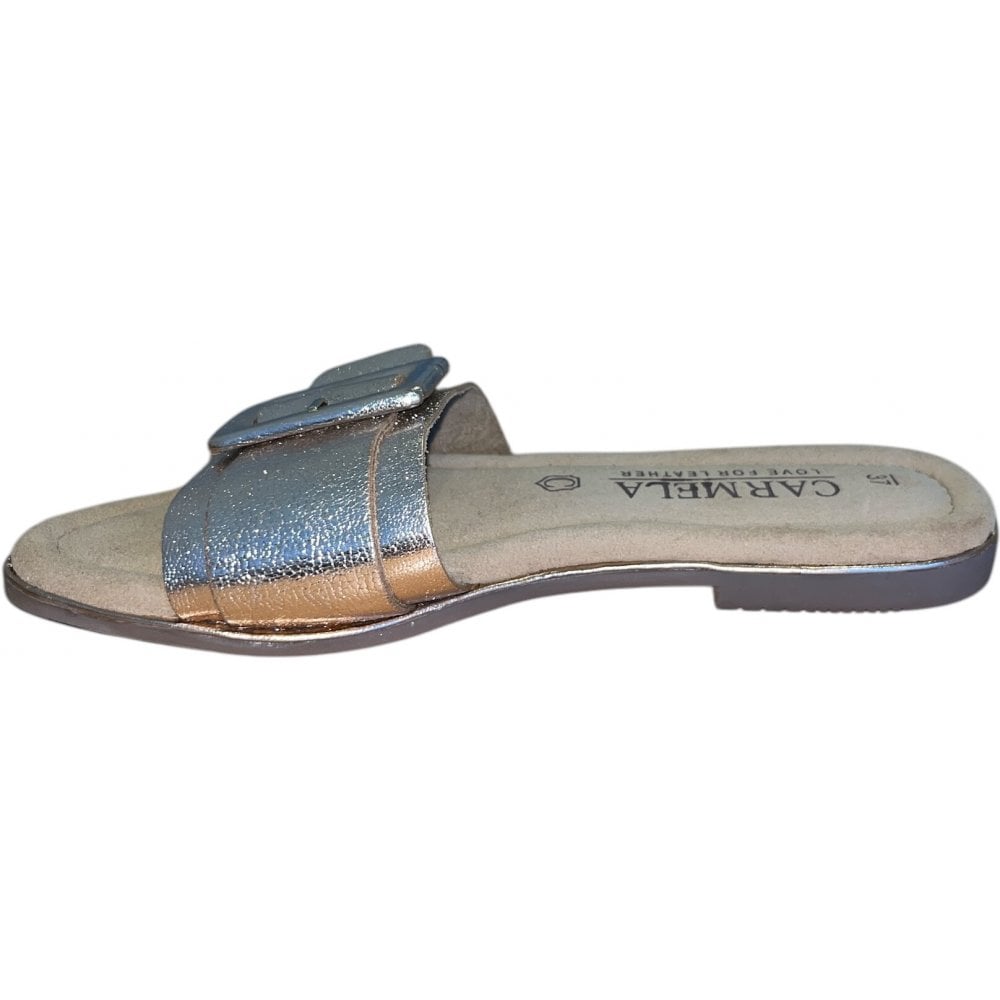 Carmela Gold Leather Sliders 162406