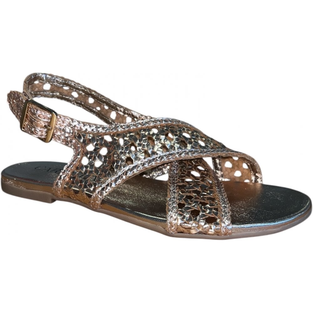 Carmela Rose Gold Leather Flat Sandals 162409