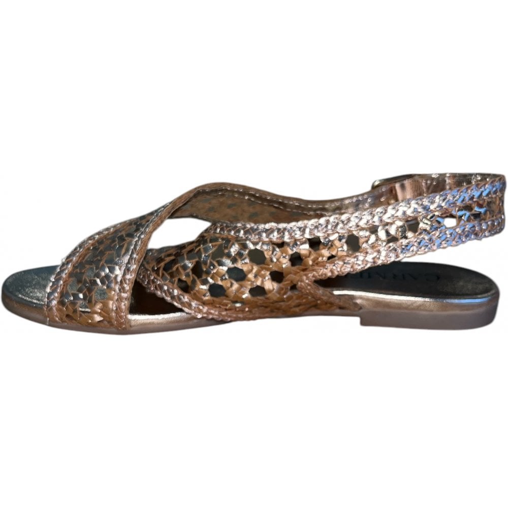 Carmela Rose Gold Leather Flat Sandals 162409