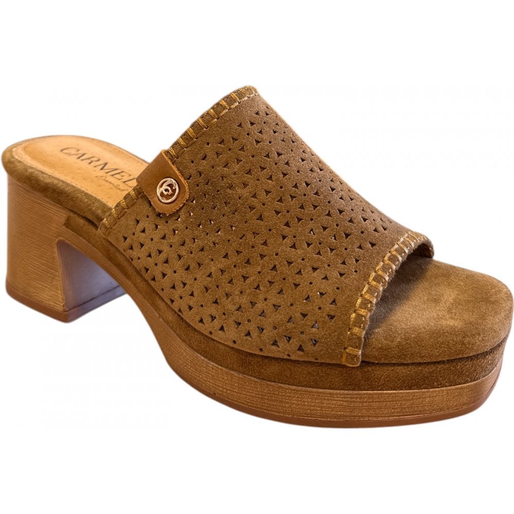 Carmela Tan Suede Heeled Mules 162221