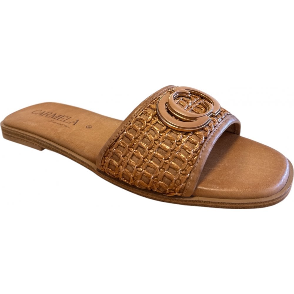 Carmela Tan Leather Sliders 162193
