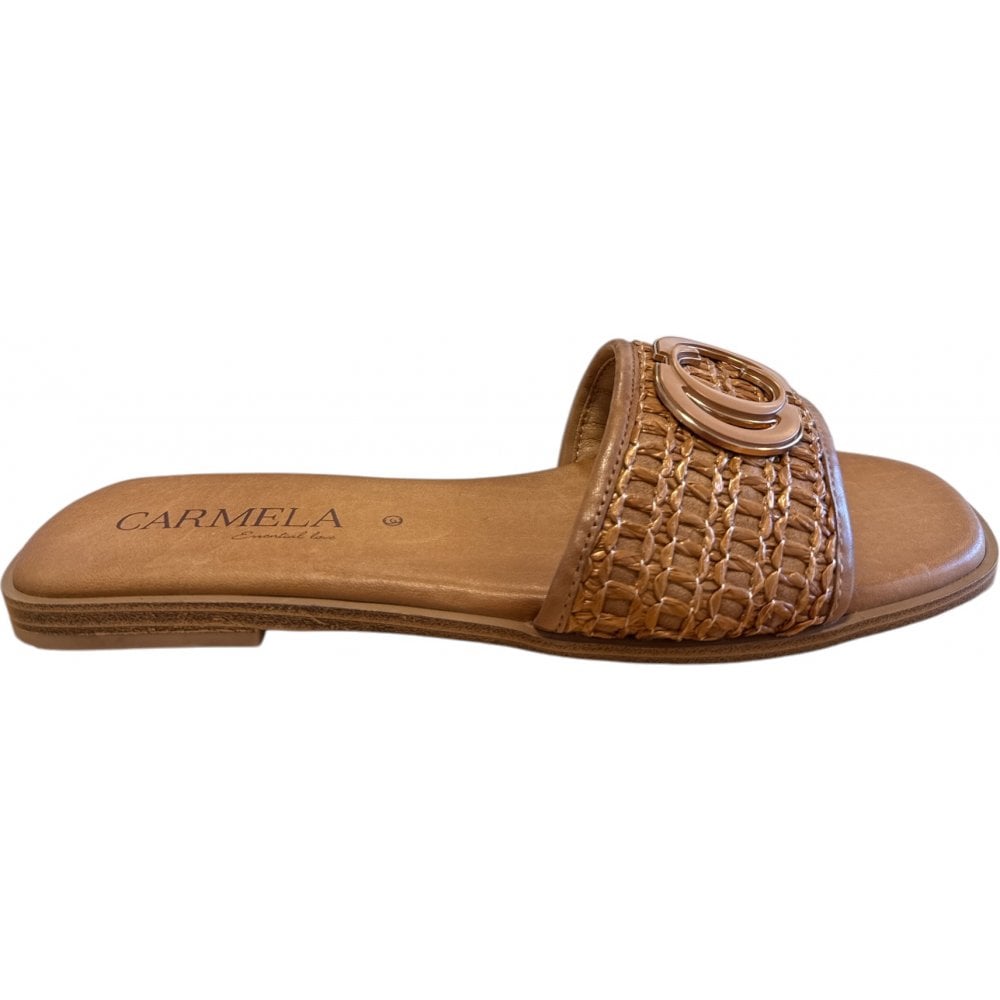 Carmela Tan Leather Sliders 162193