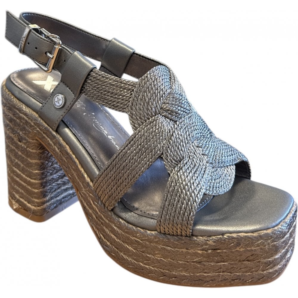 Xti Pewter Heeled Platform Sandals 144064