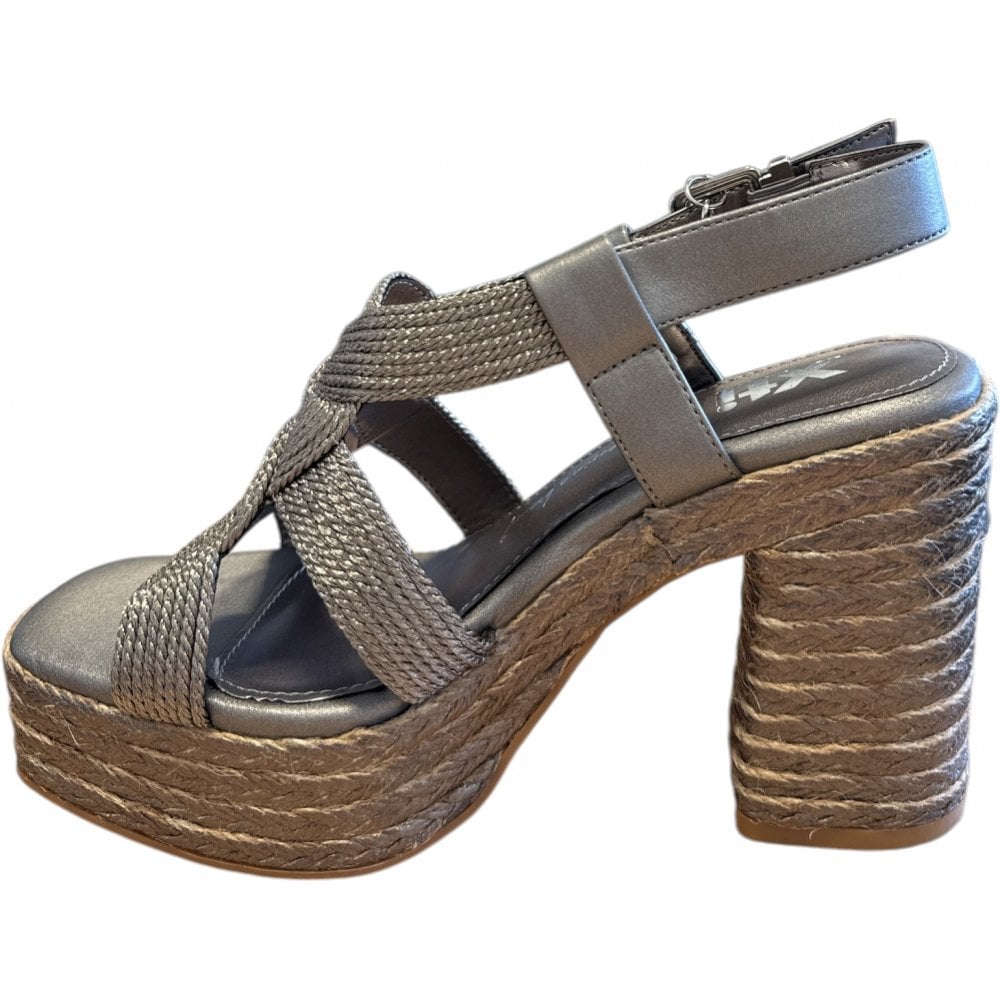 Xti Pewter Heeled Platform Sandals 144064