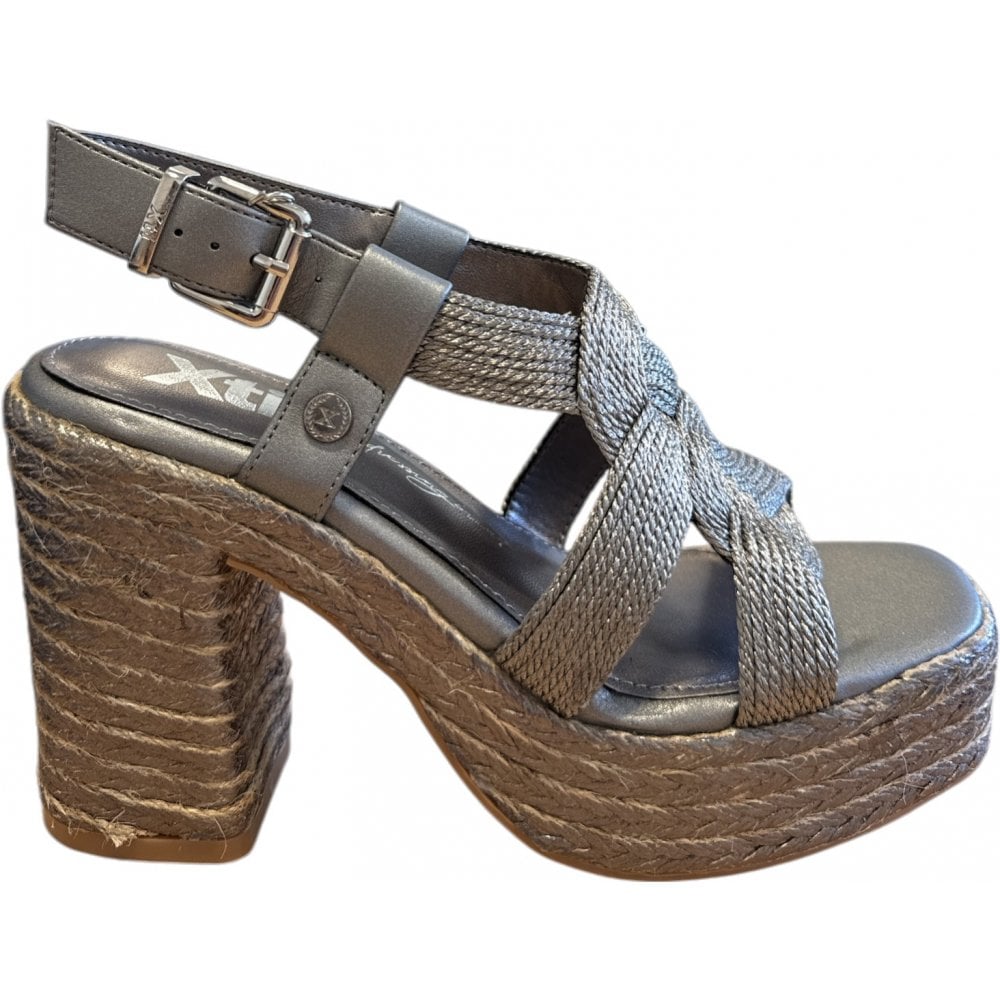 Xti Pewter Heeled Platform Sandals 144064