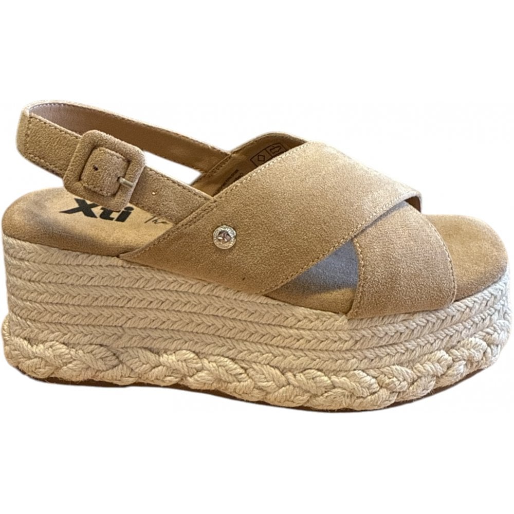 Xti Taupe Flatform Espadrille Sandals 144005