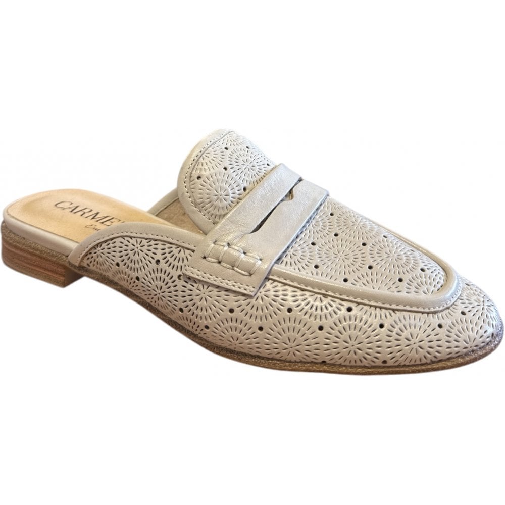 Carmela Beige Leather Mules 162173