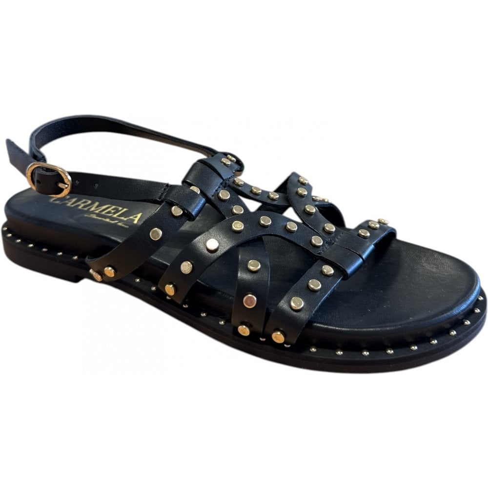 Carmela Black Flat Sandals 162392