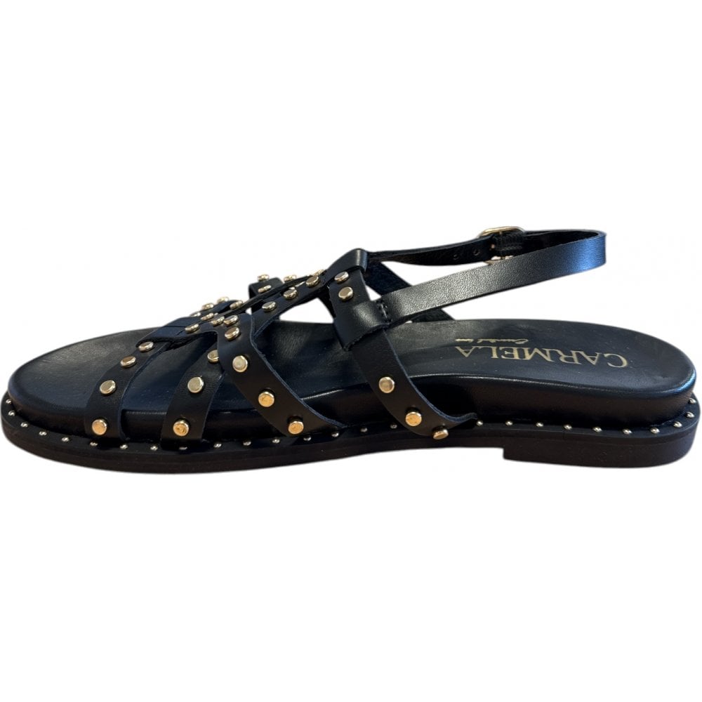 Carmela Black Flat Sandals 162392