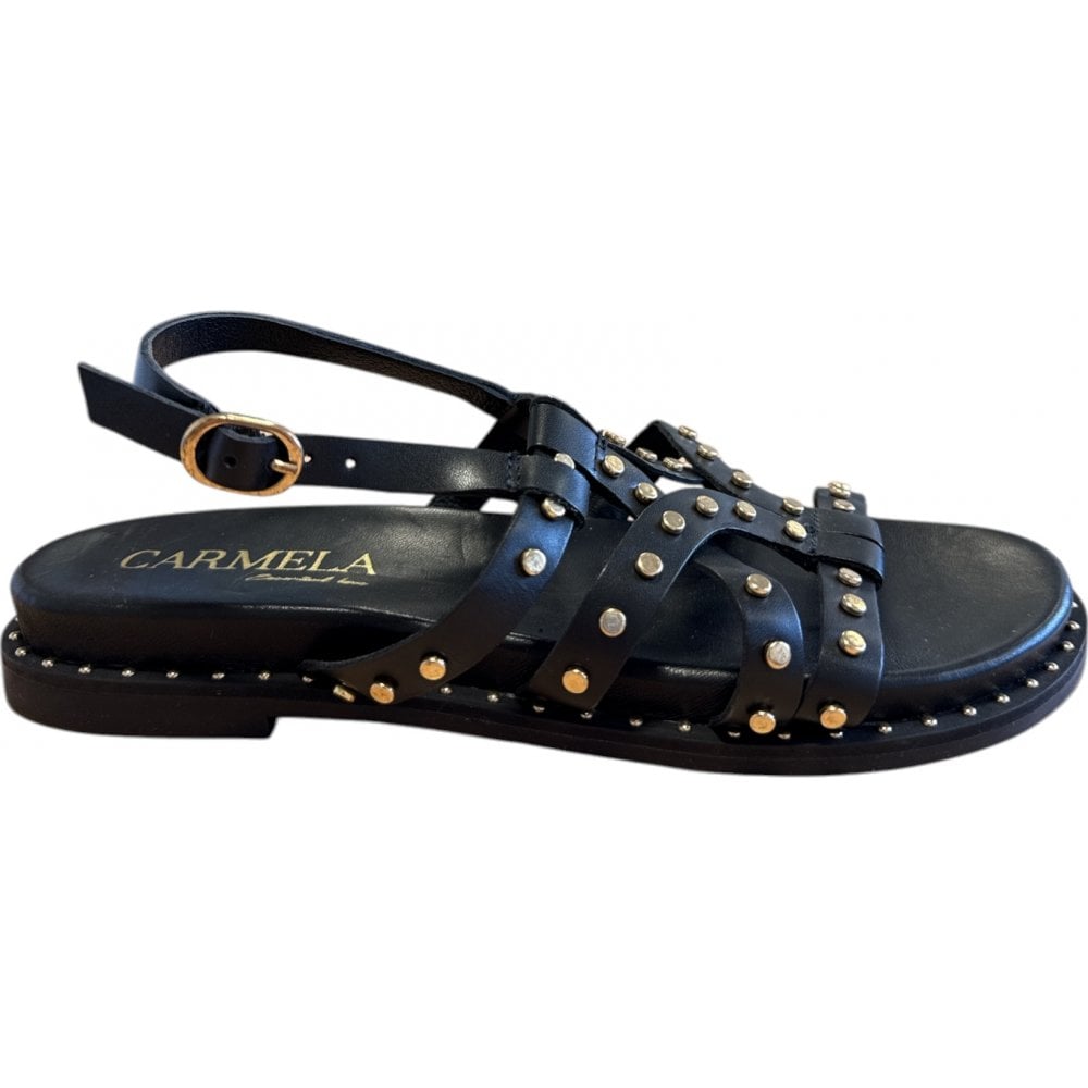 Carmela Black Flat Sandals 162392