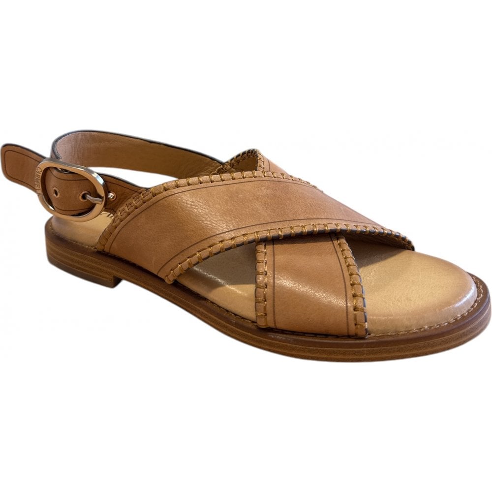 Carmela Tan Leather Flat Sandals 162201