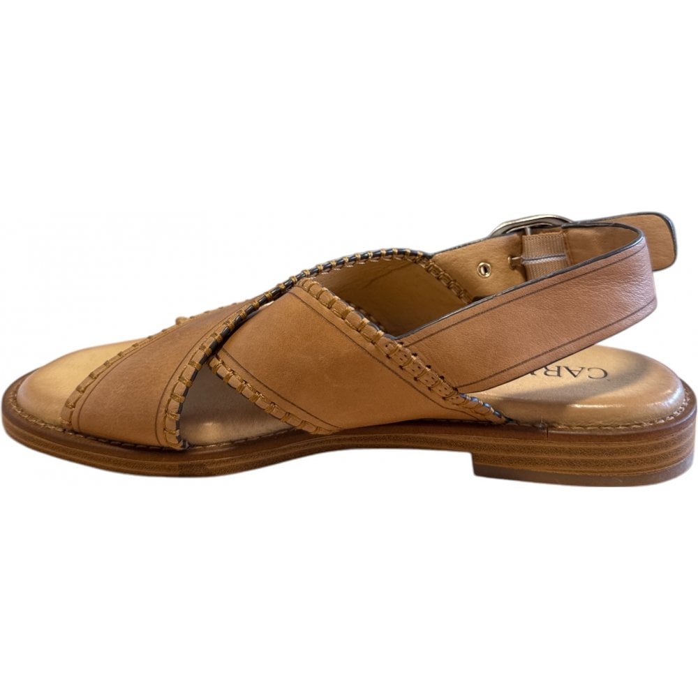 Carmela Tan Leather Flat Sandals 162201
